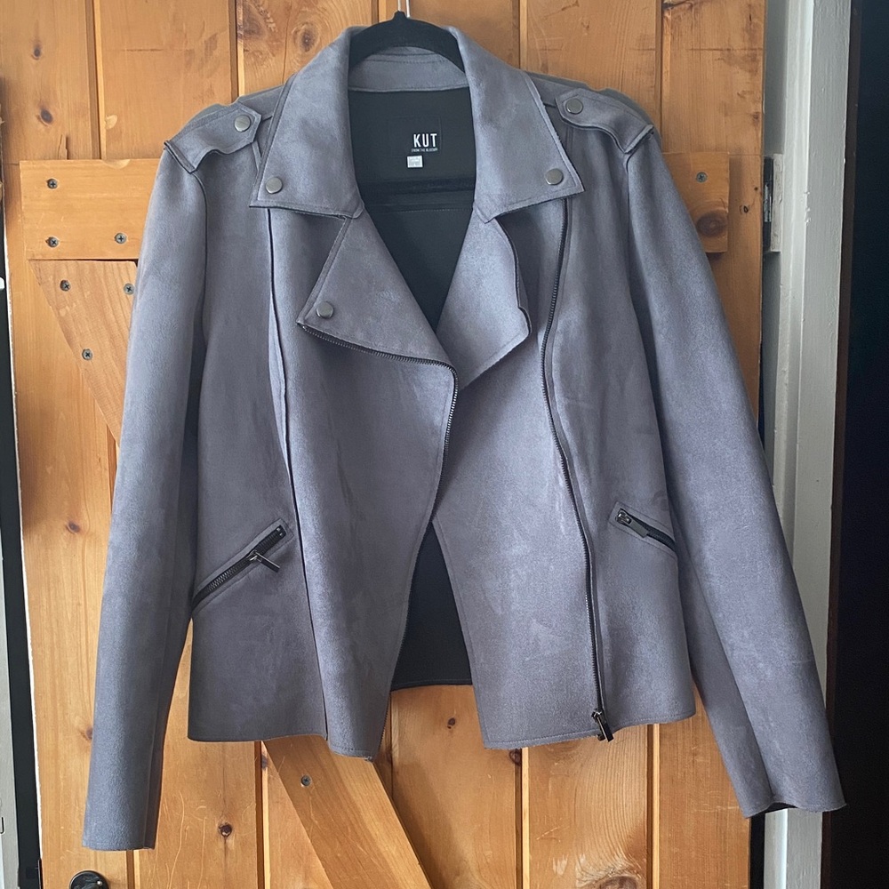 Kut from the Kloth Women's Leather Jacket in Gray